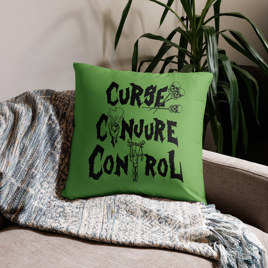 Curse, Conjure, Control - Green Pillow