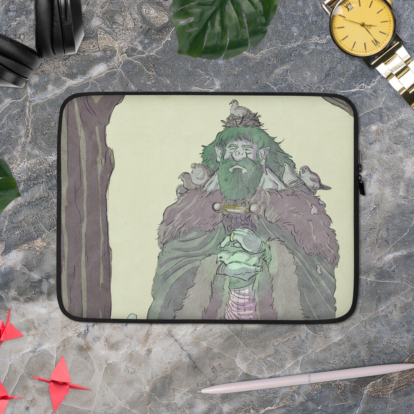Druid by Sacha Ravenda - Black Laptop Sleeve
