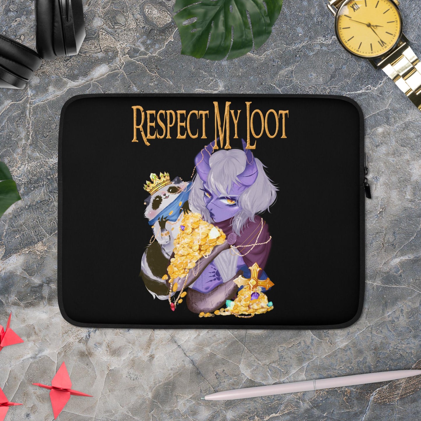 Respect My Loot - Black Laptop Sleeve