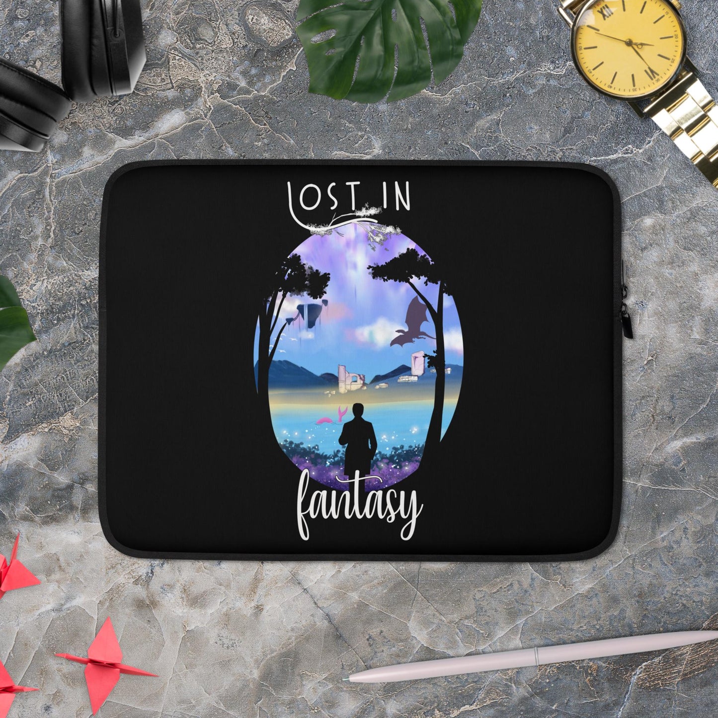 Lost in Fantasy - Black Laptop Sleeve