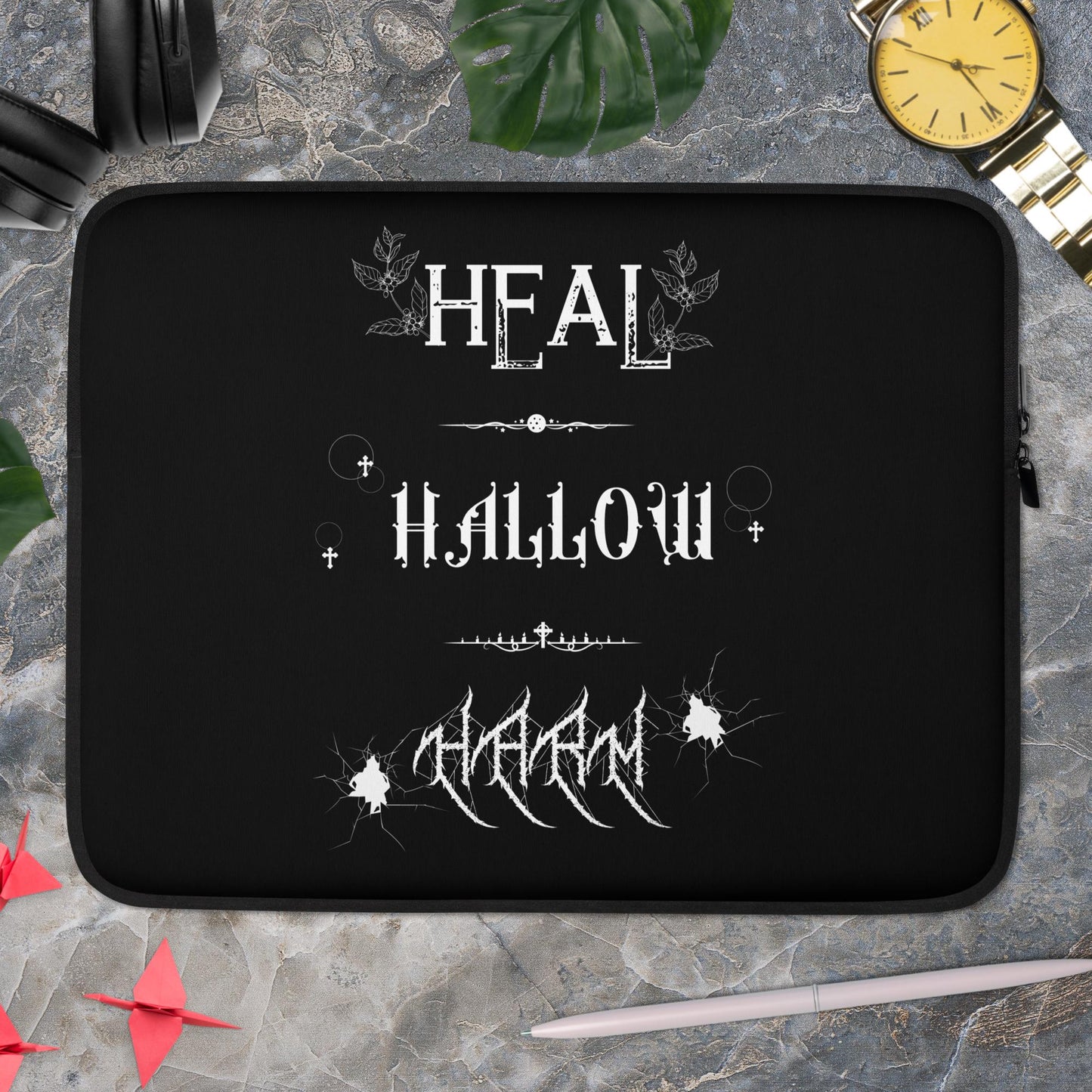 Heal, Hallow, Harm - Black Laptop Sleeve
