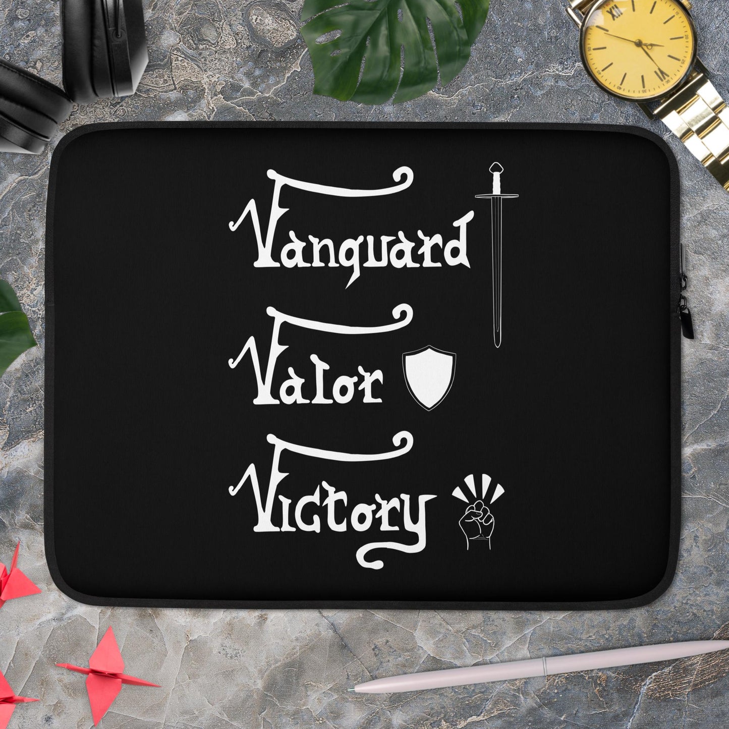 Vanguard, Valor, Victory - Black Laptop Sleeve