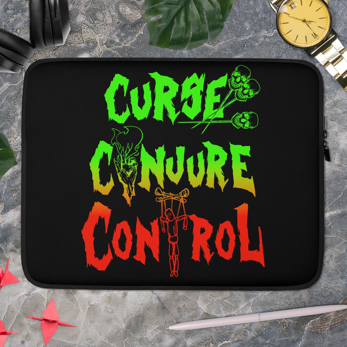 Curse, Conjure, Control - Black Laptop Sleeve