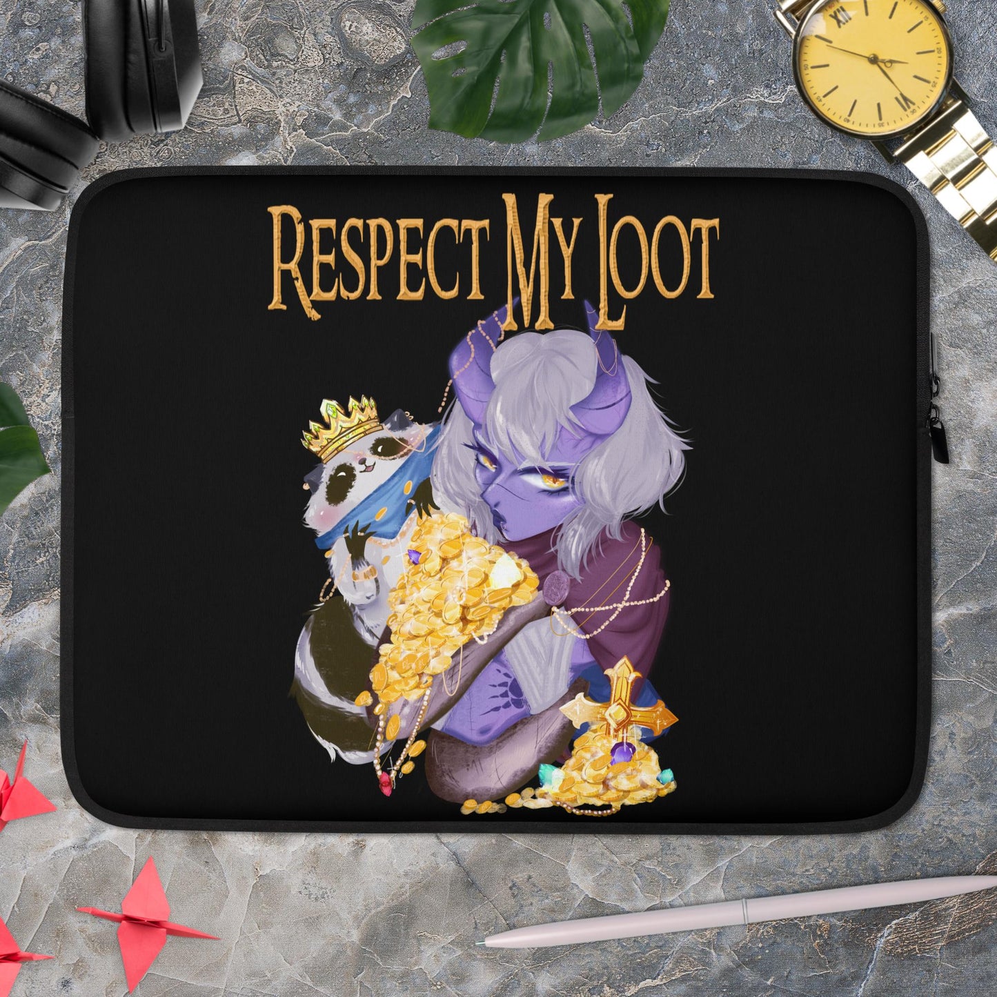 Respect My Loot - Black Laptop Sleeve