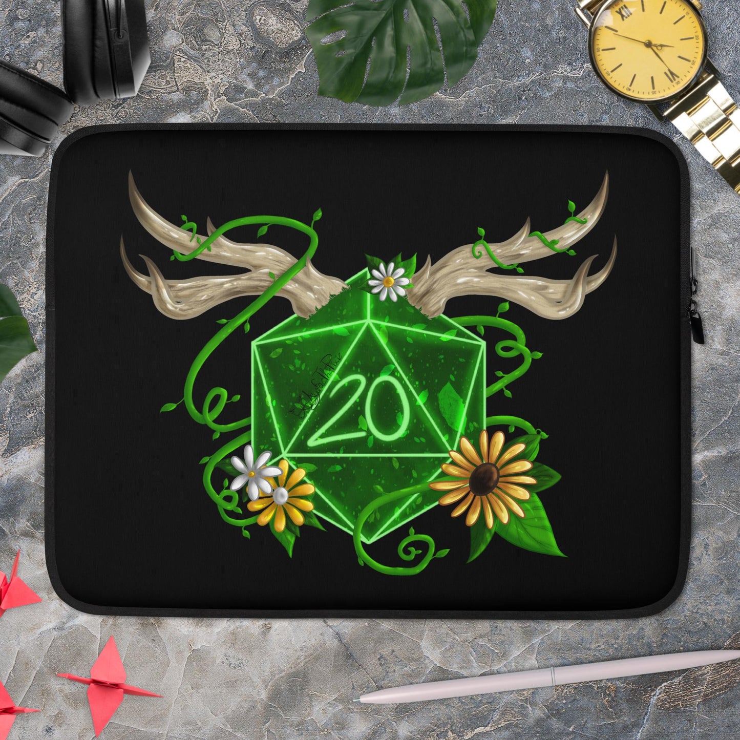 Druid by Ayafae - Black Laptop Sleeve