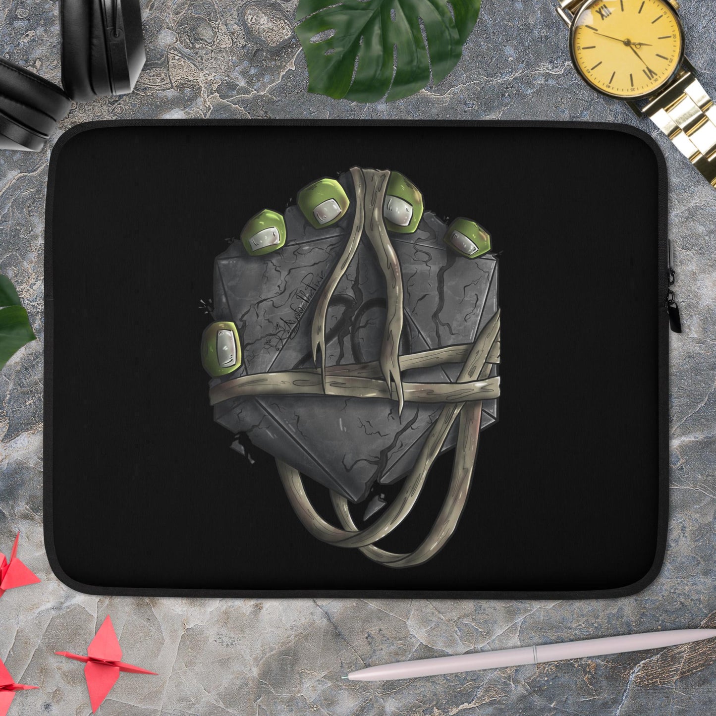 Monk by Ayafae - Black Laptop Sleeve