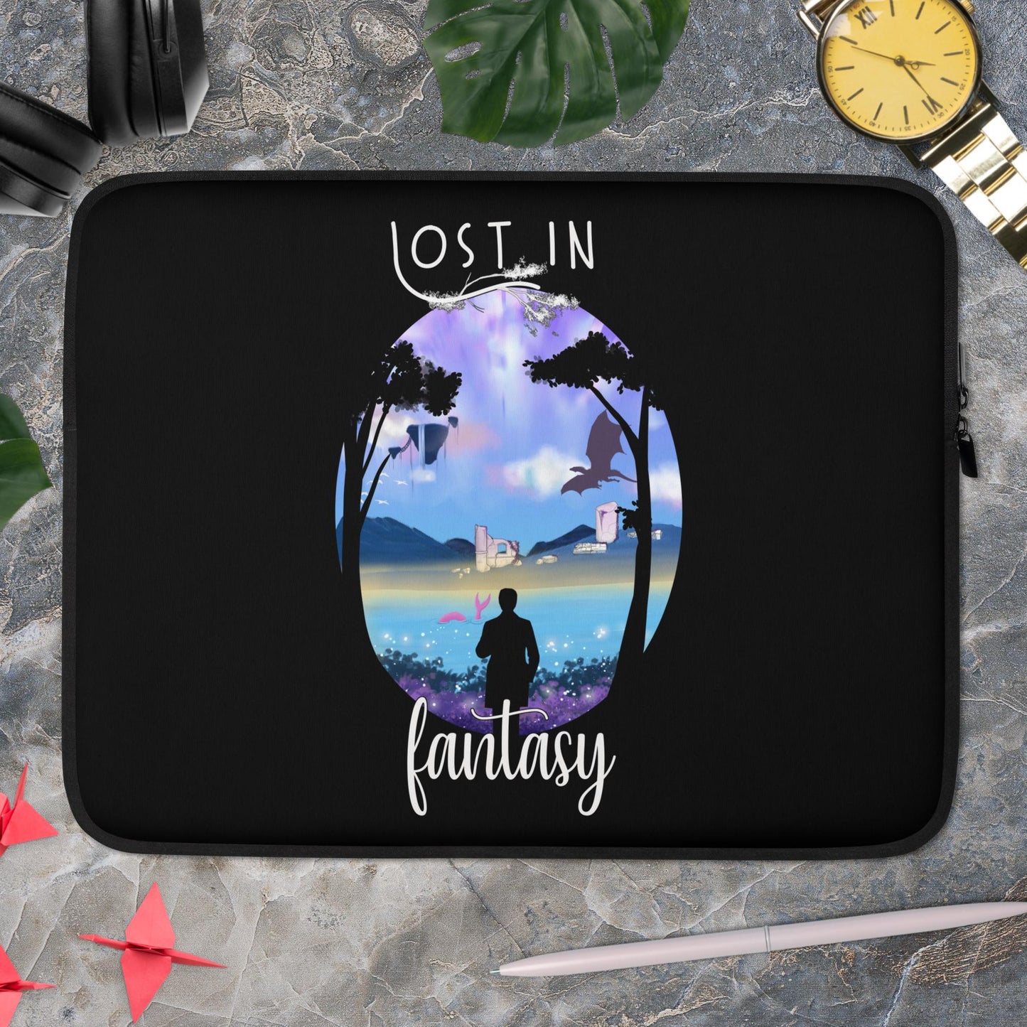 Lost in Fantasy - Black Laptop Sleeve