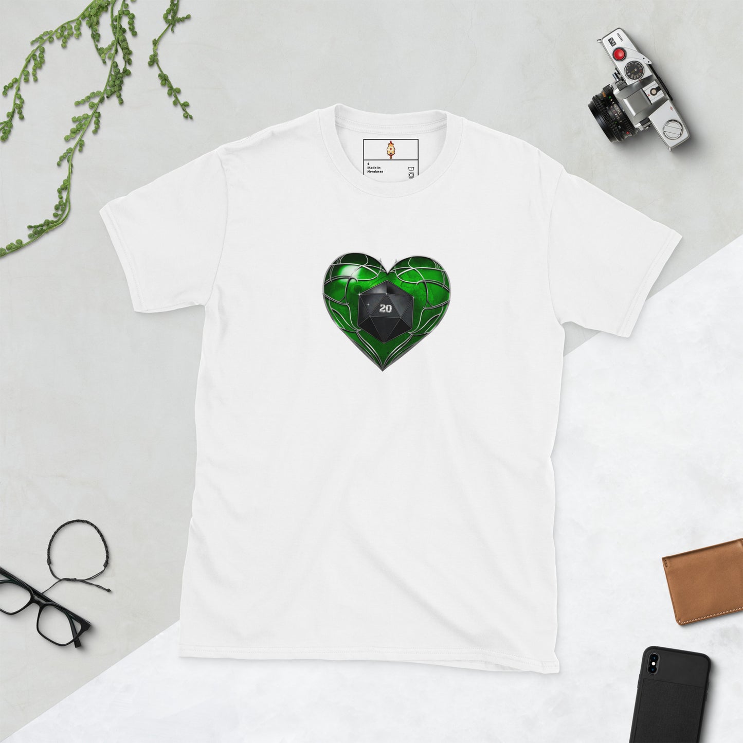 D20 Heart (Green) Short-Sleeve Unisex T-Shirt
