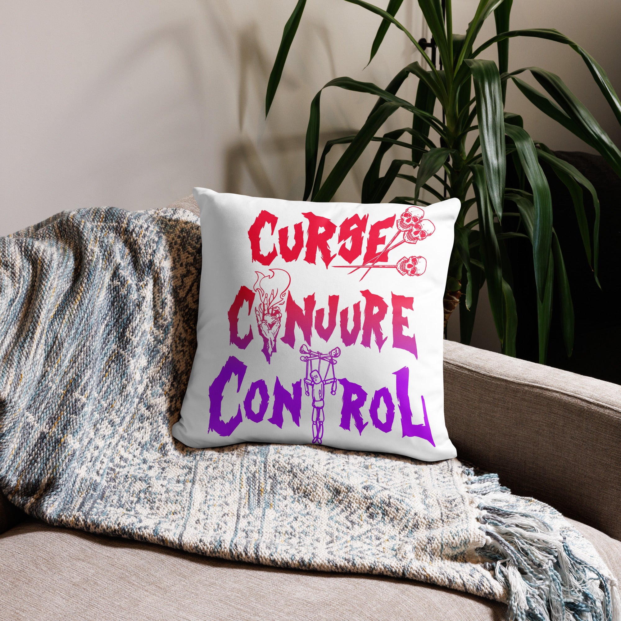 Curse, Conjure, Control - White Pillow v2