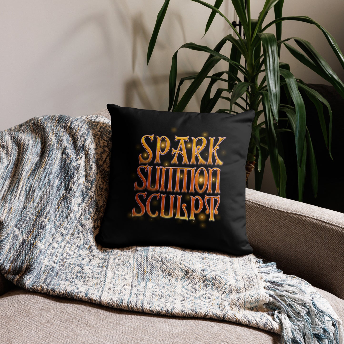 Spark, Summon, Sculpt - Black Pillow