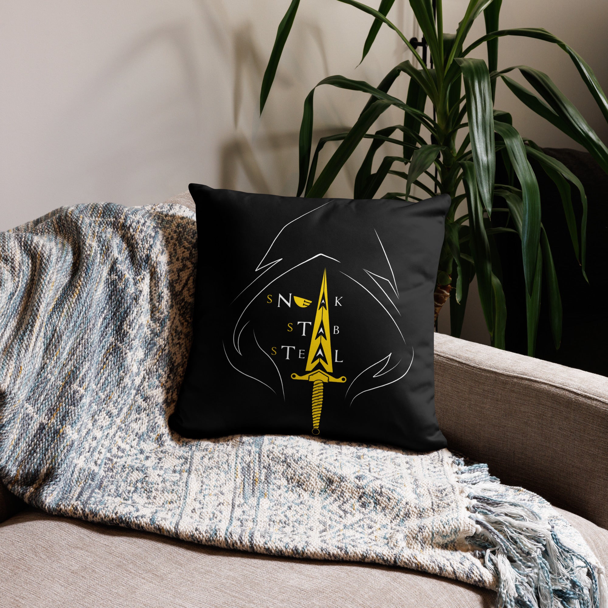 Sneak, Stab, Steal - Black Pillow