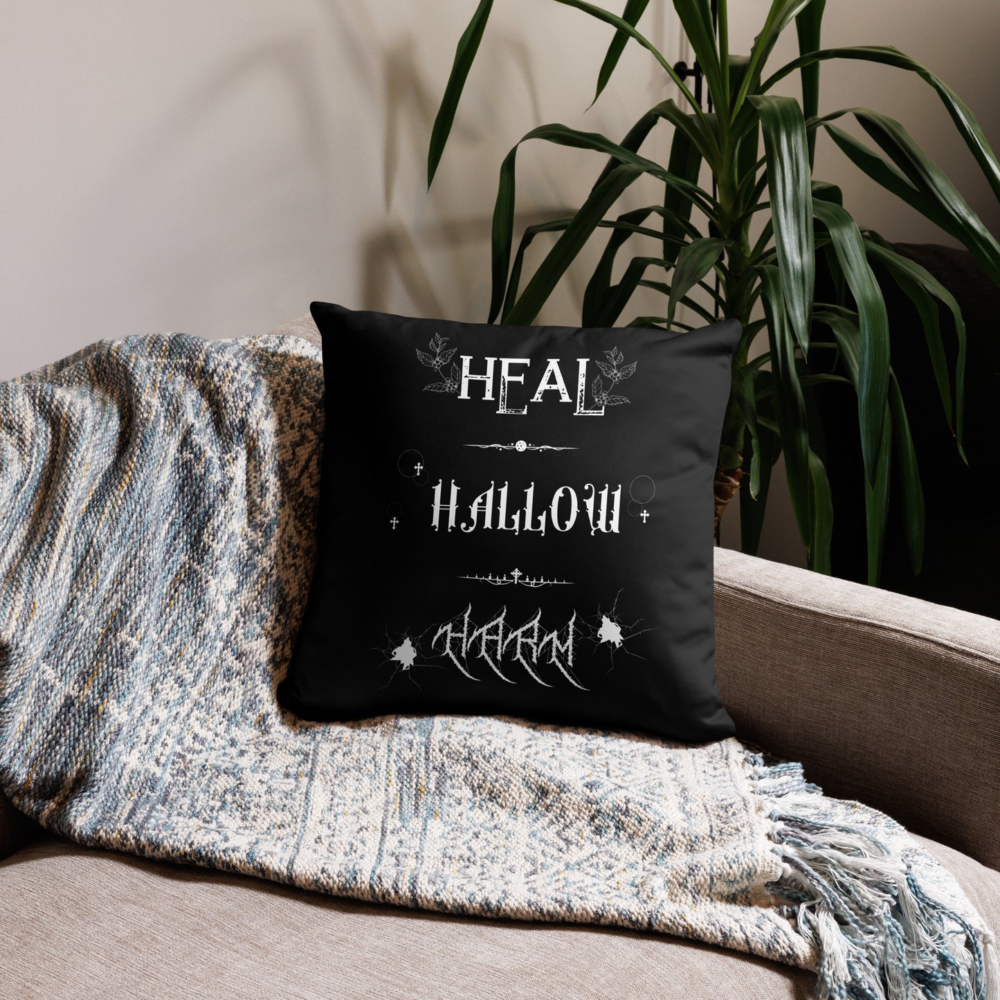 Heal, Hallow, Harm - Black Pillow