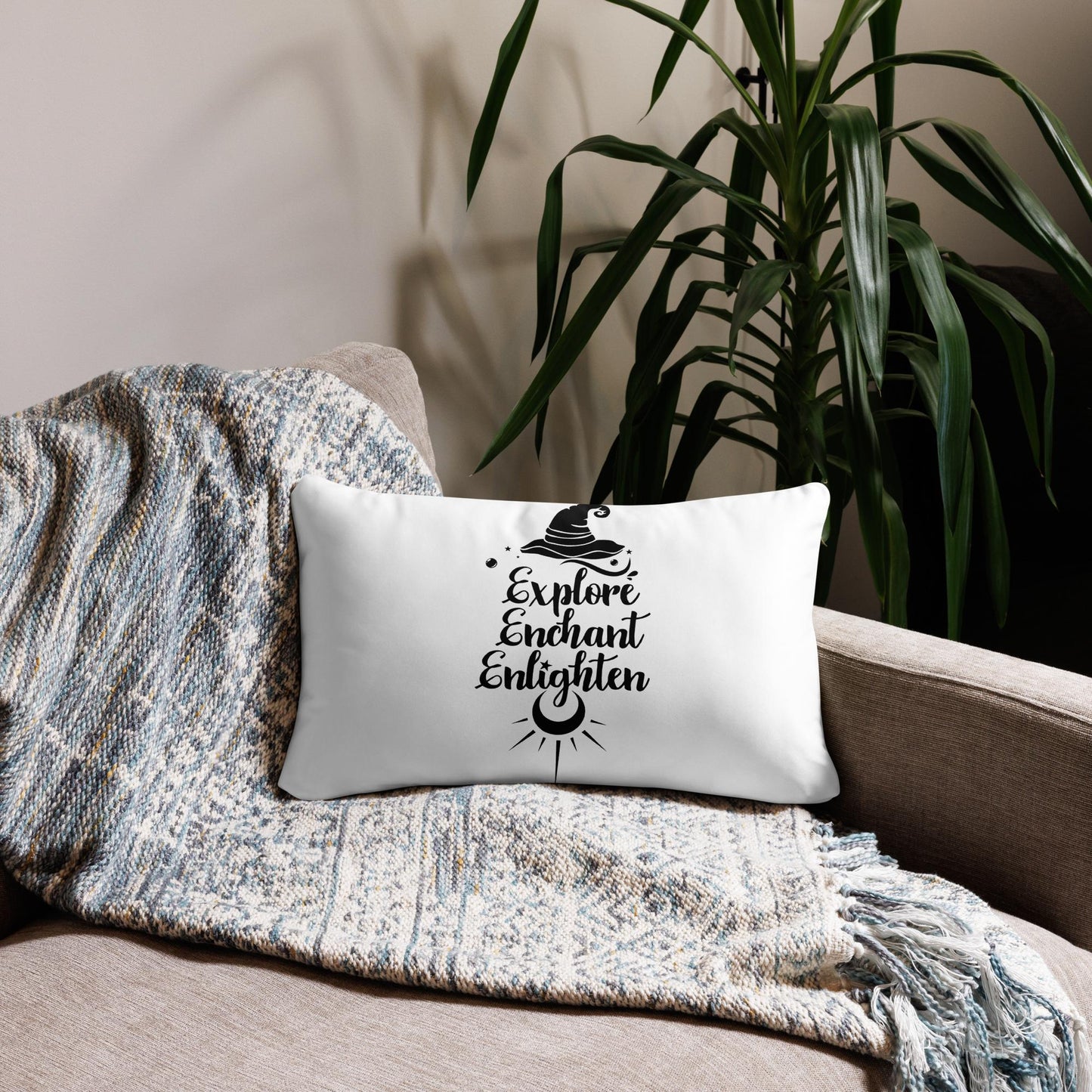 Explore, Enchant, Enlighten - White Pillow