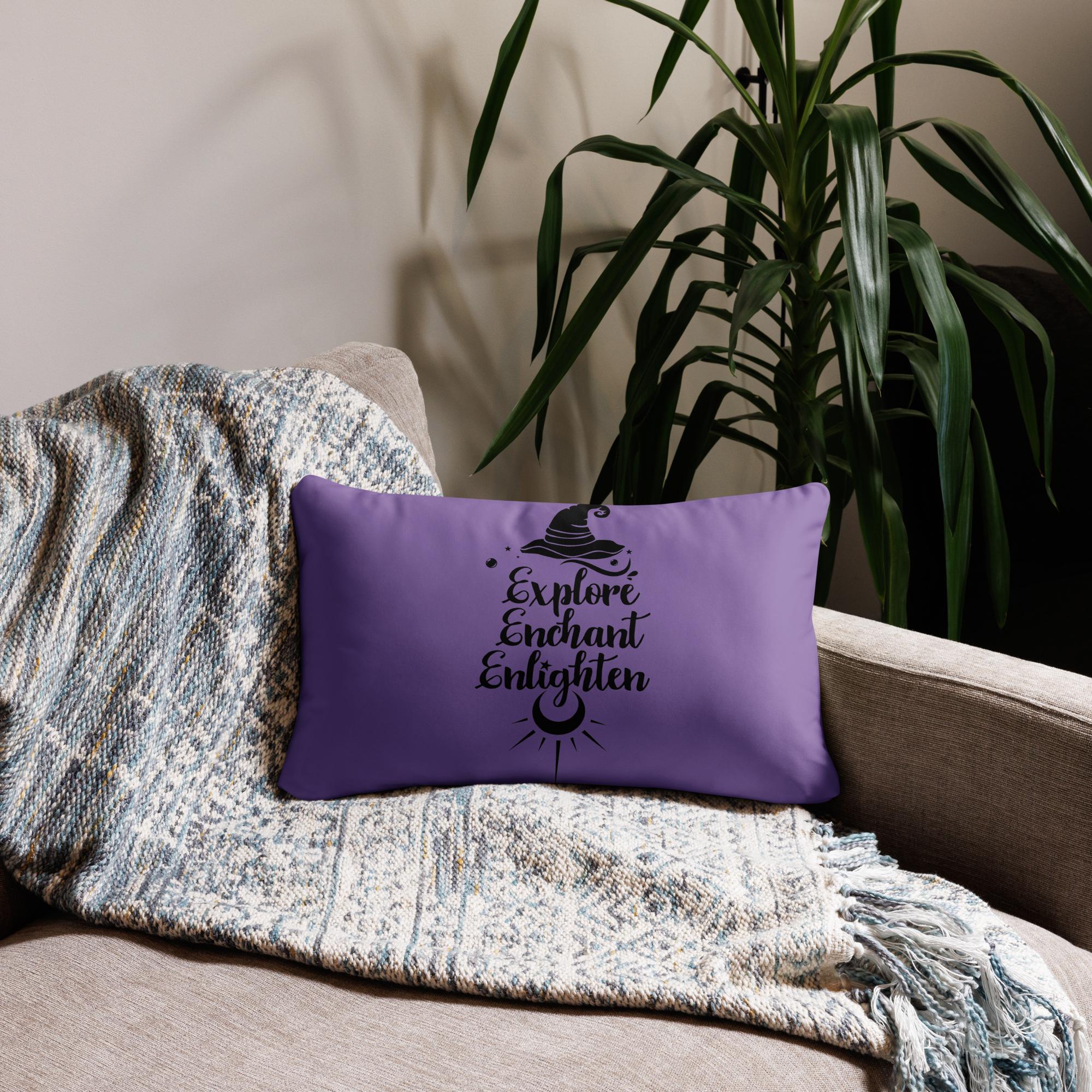 Explore, Enchant, Enlighten - Purple Pillow