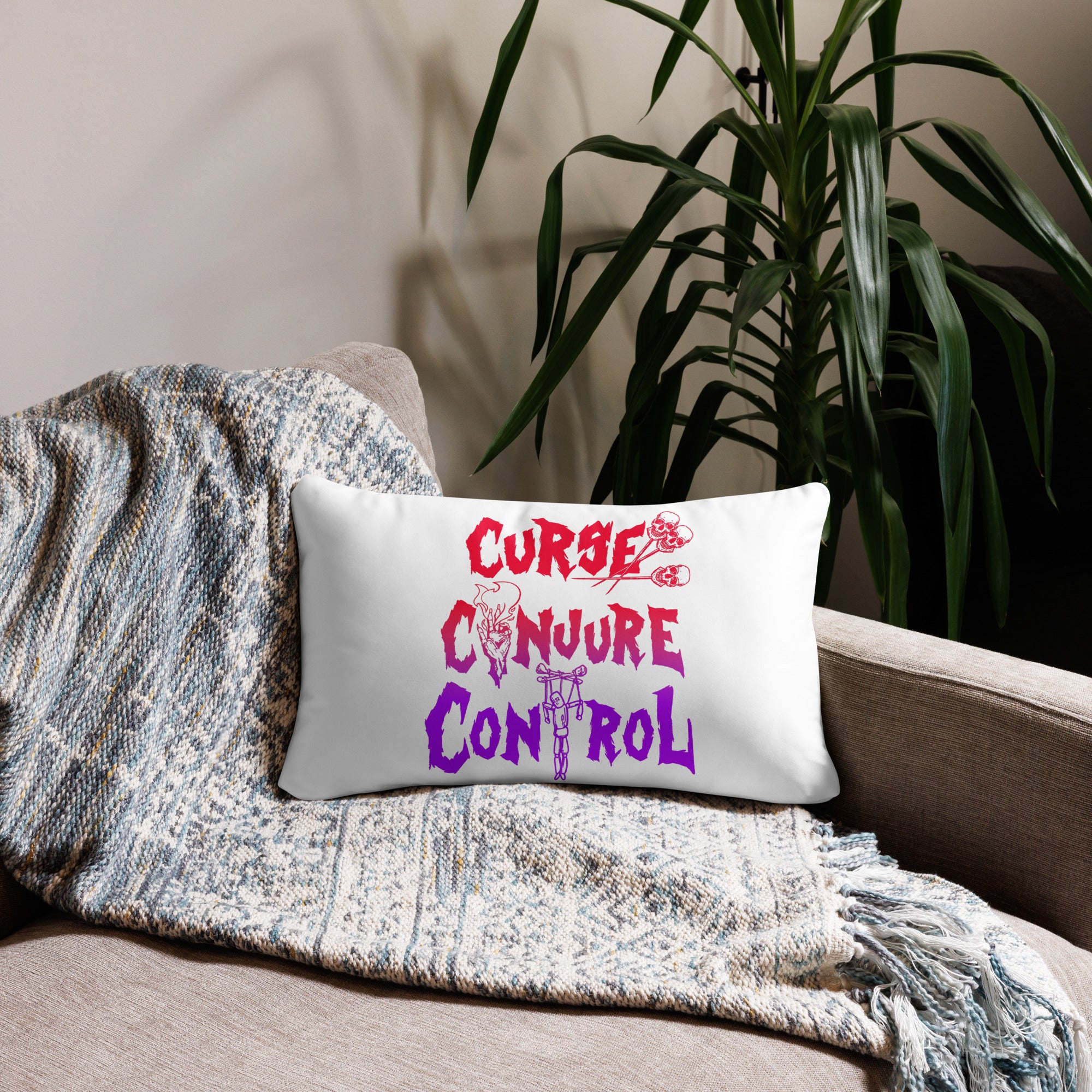 Curse, Conjure, Control - White Pillow v2