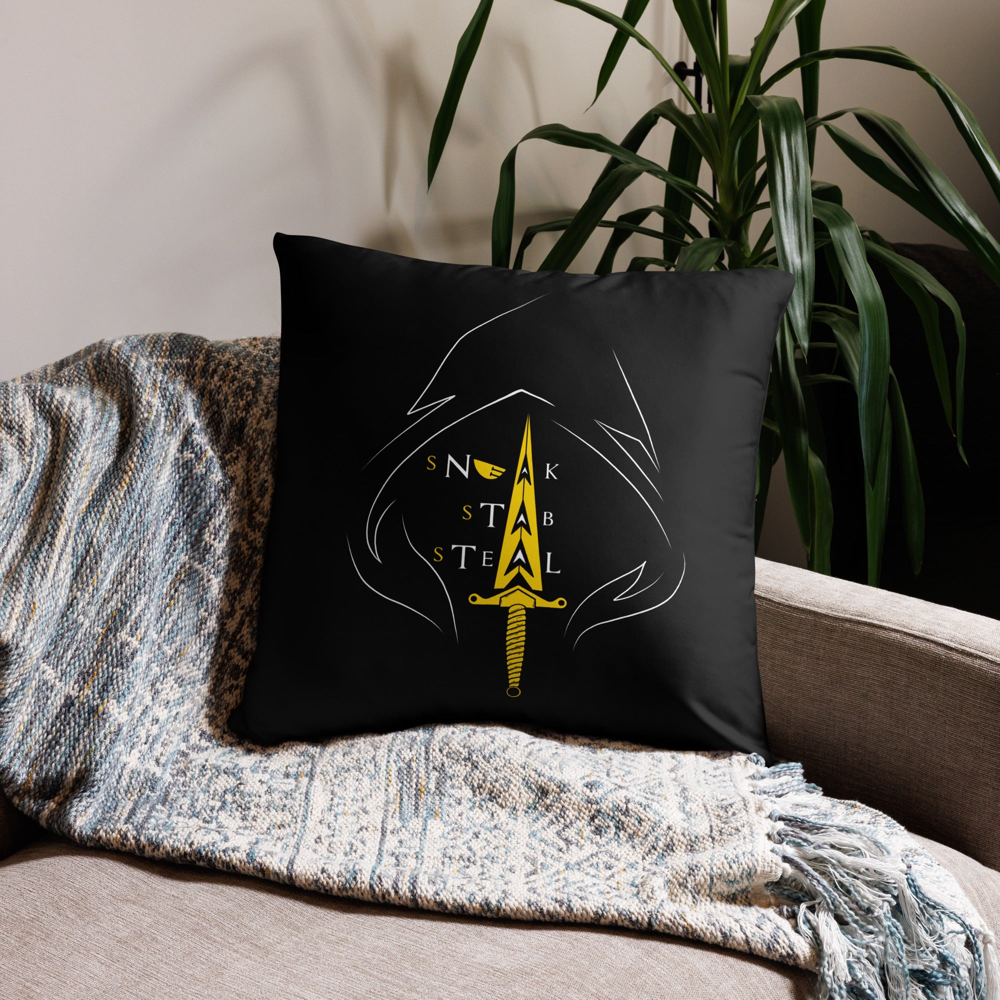 Sneak, Stab, Steal - Black Pillow