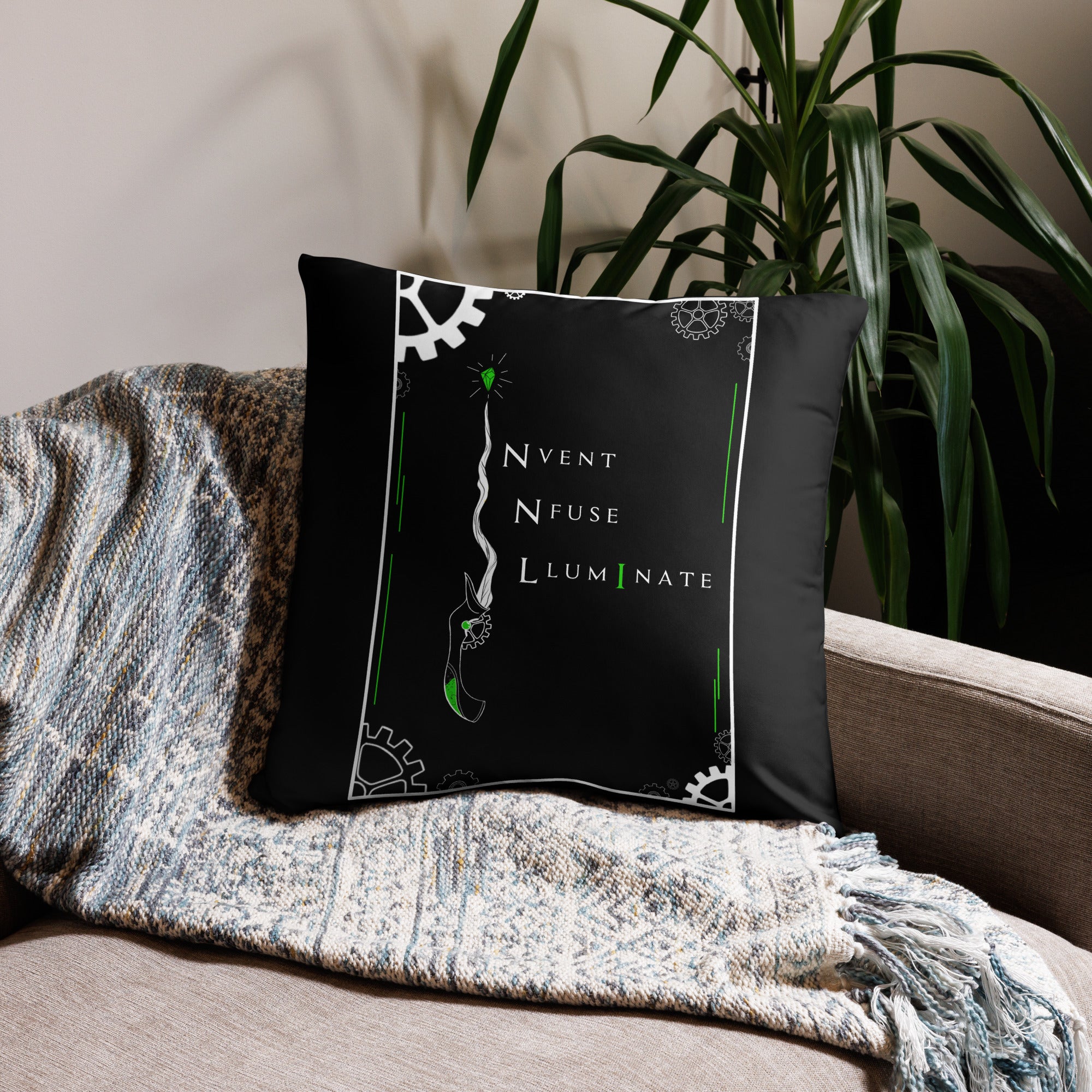Invent, Infuse, Illuminate - Black Pillow