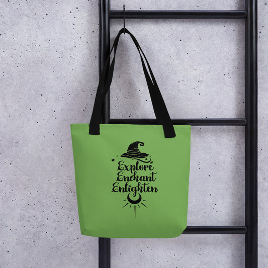 Explore, Enchant, Enlighten - Green Tote bag