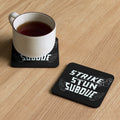 Strike, Stun, Subdue - Cork-back coaster