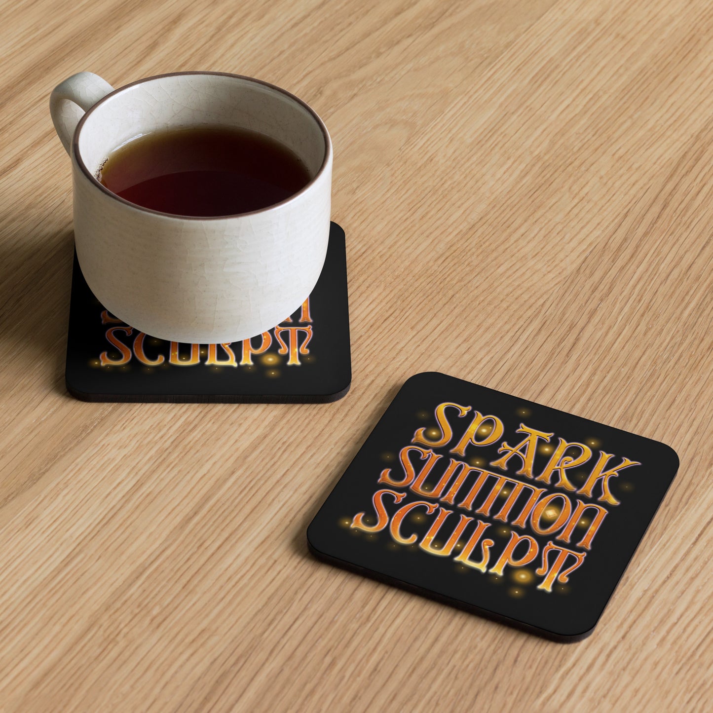 Spark, Summon, Sculpt - Cork-back coaster