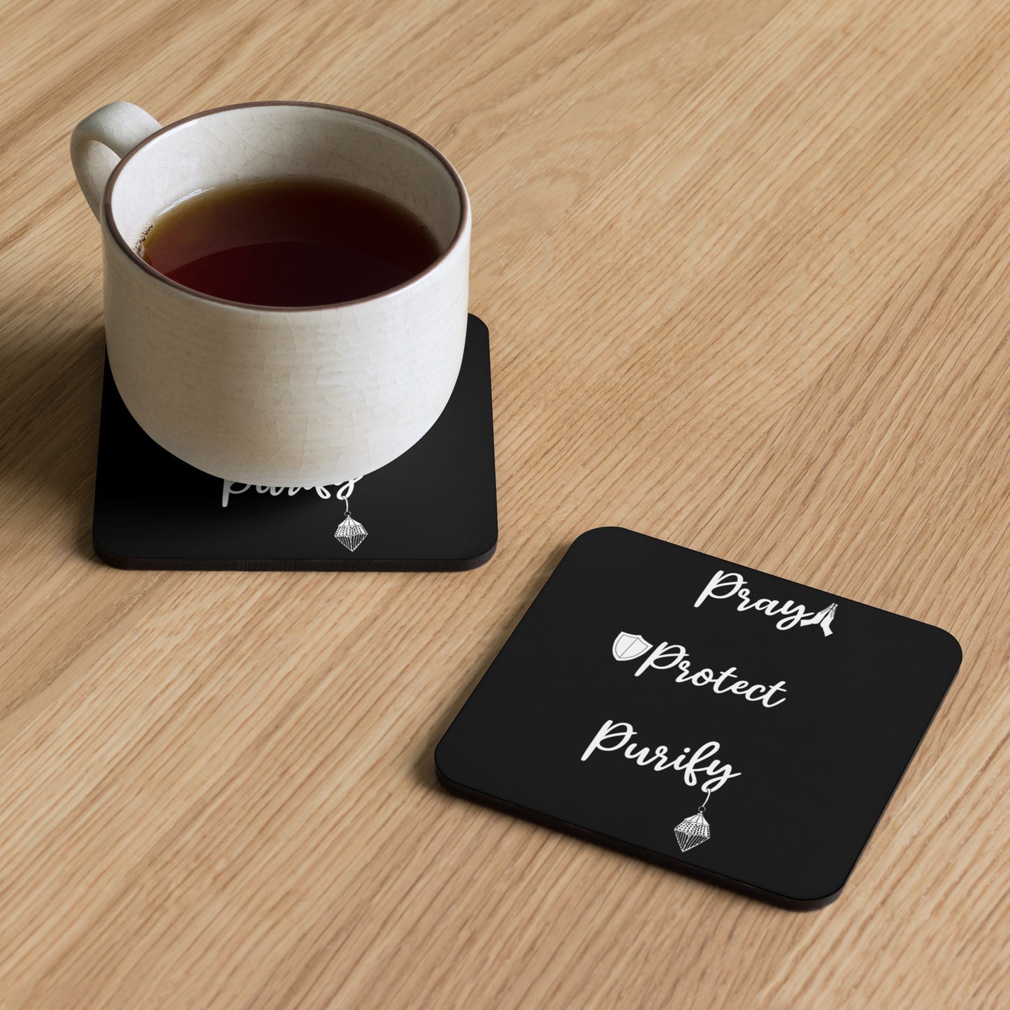 Pray, Protect, Purify - Cork-back coaster