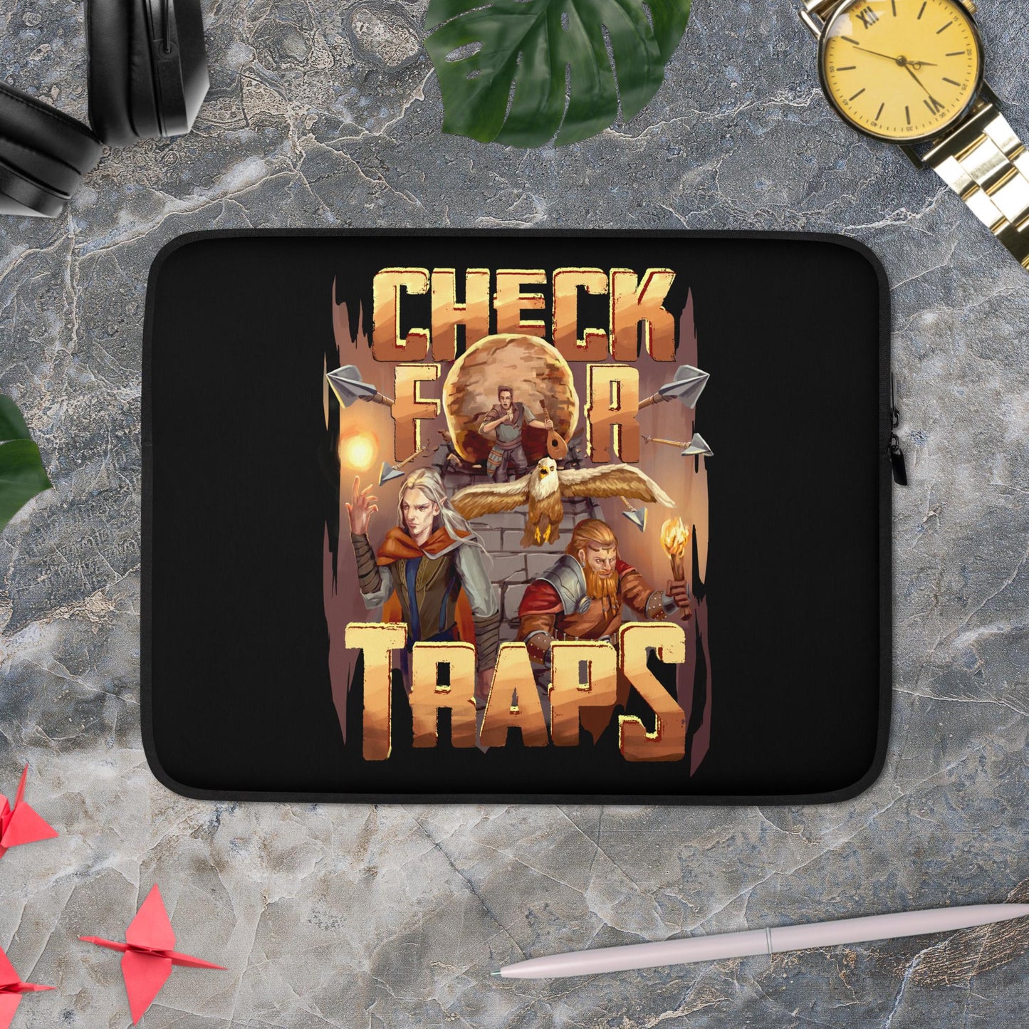 Check For Traps - Black Laptop Sleeve