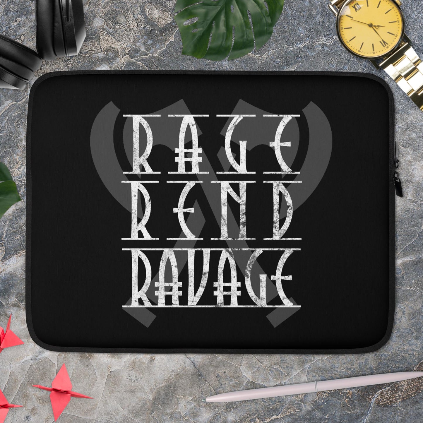 Rage, Rend, Ravage - Black Laptop Sleeve