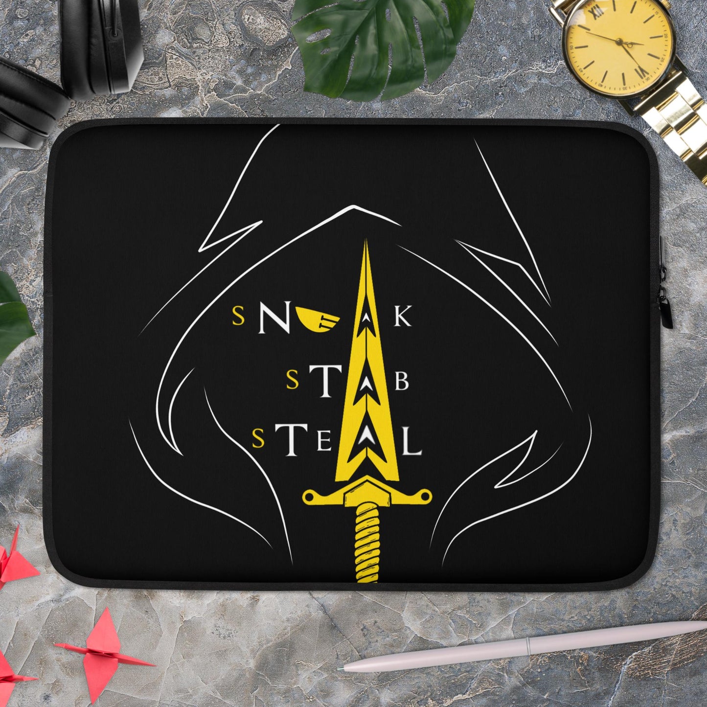 Sneak, Stab, Steal - Black Laptop Sleeve