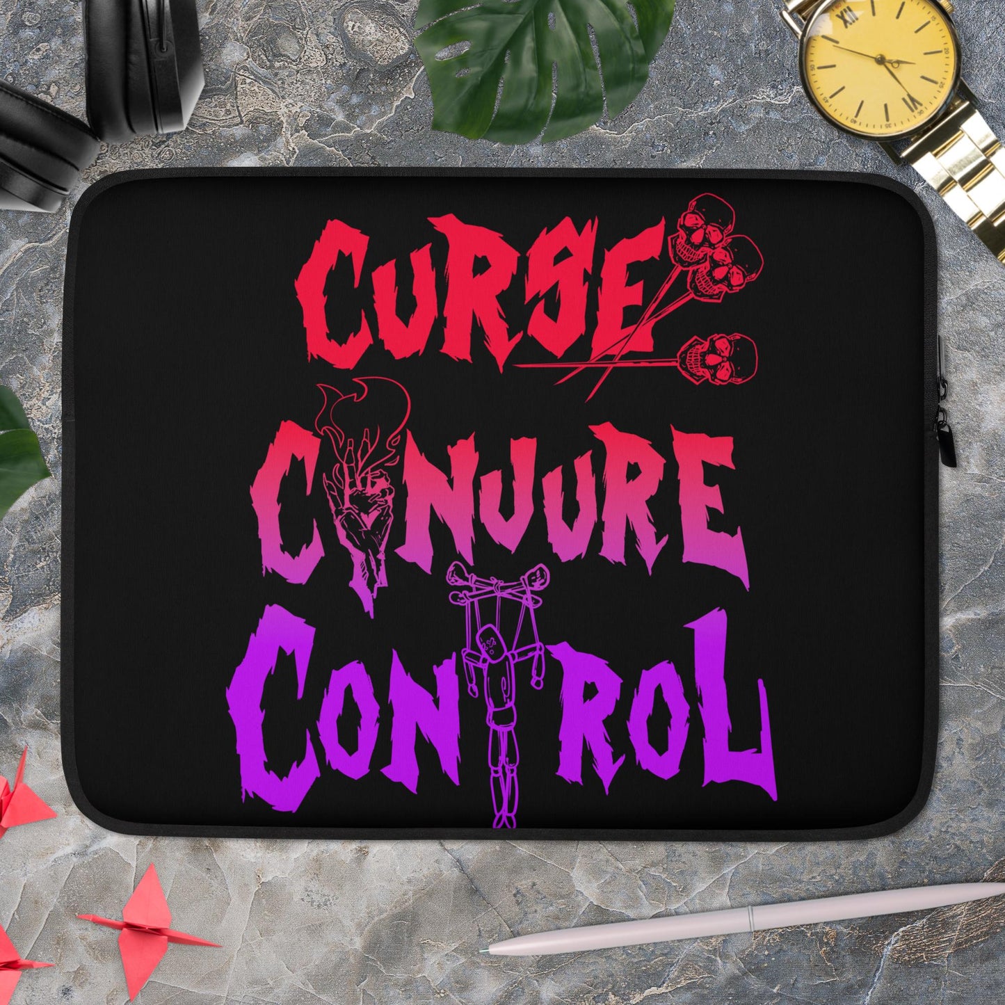 Curse, Conjure, Control v2 - Black Laptop Sleeve