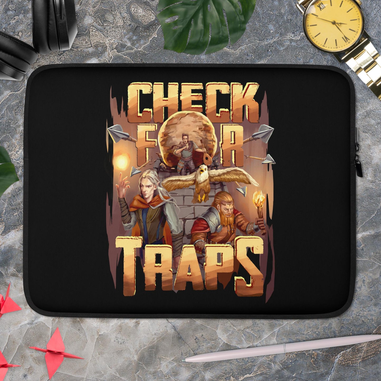 Check For Traps - Black Laptop Sleeve