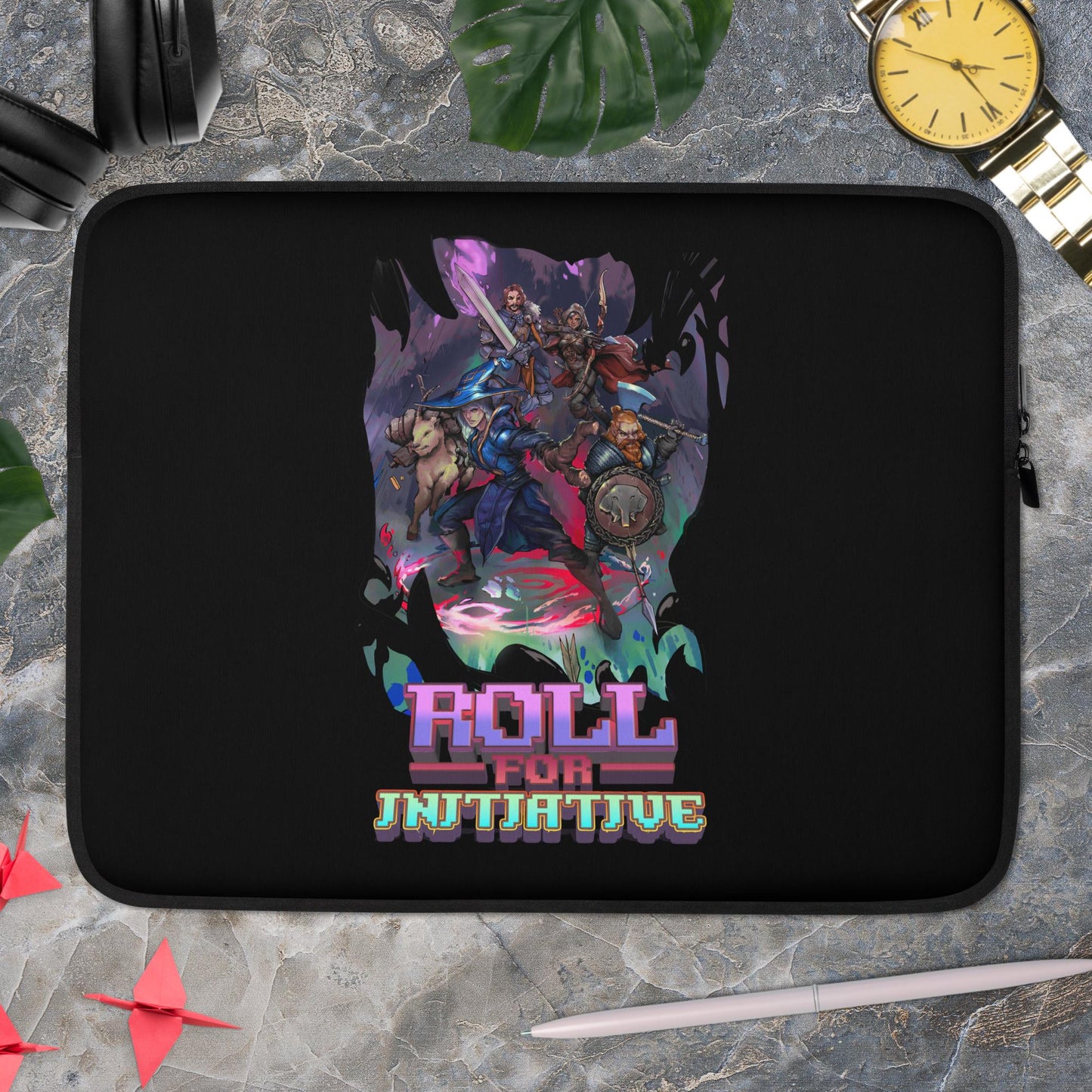 Roll For Initiative - Black Laptop Sleeve