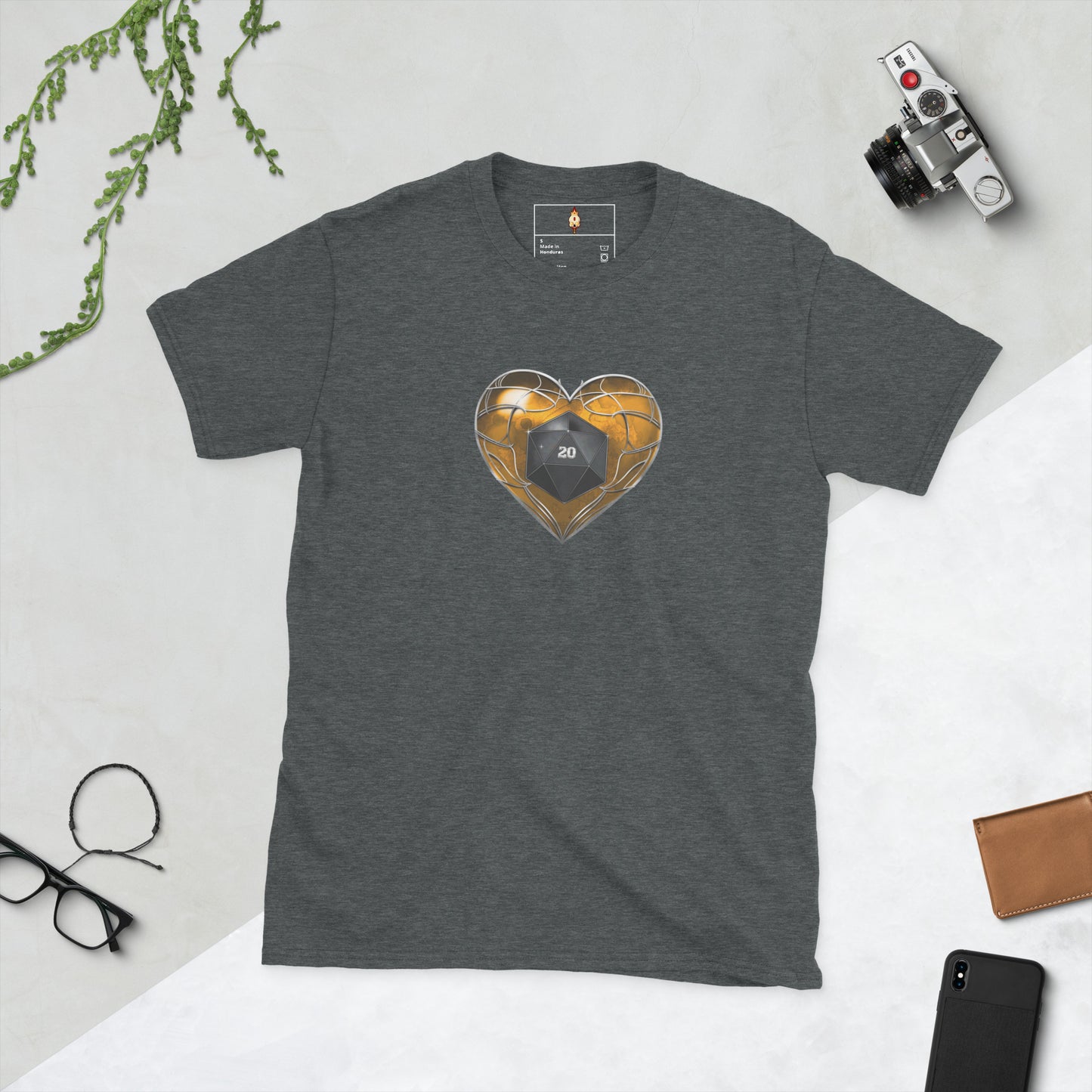 D20 Heart (Yellow) Short-Sleeve Unisex T-Shirt