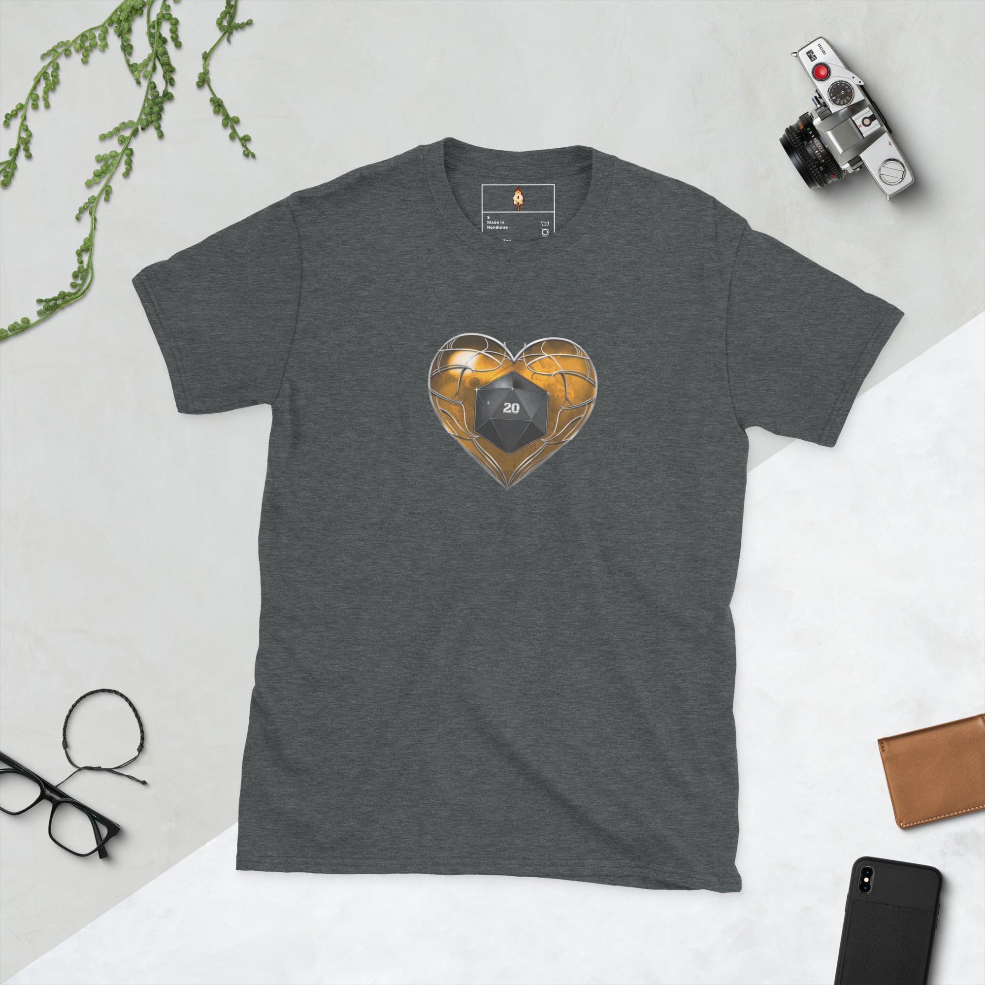 D20 Heart (Yellow) Short-Sleeve Unisex T-Shirt