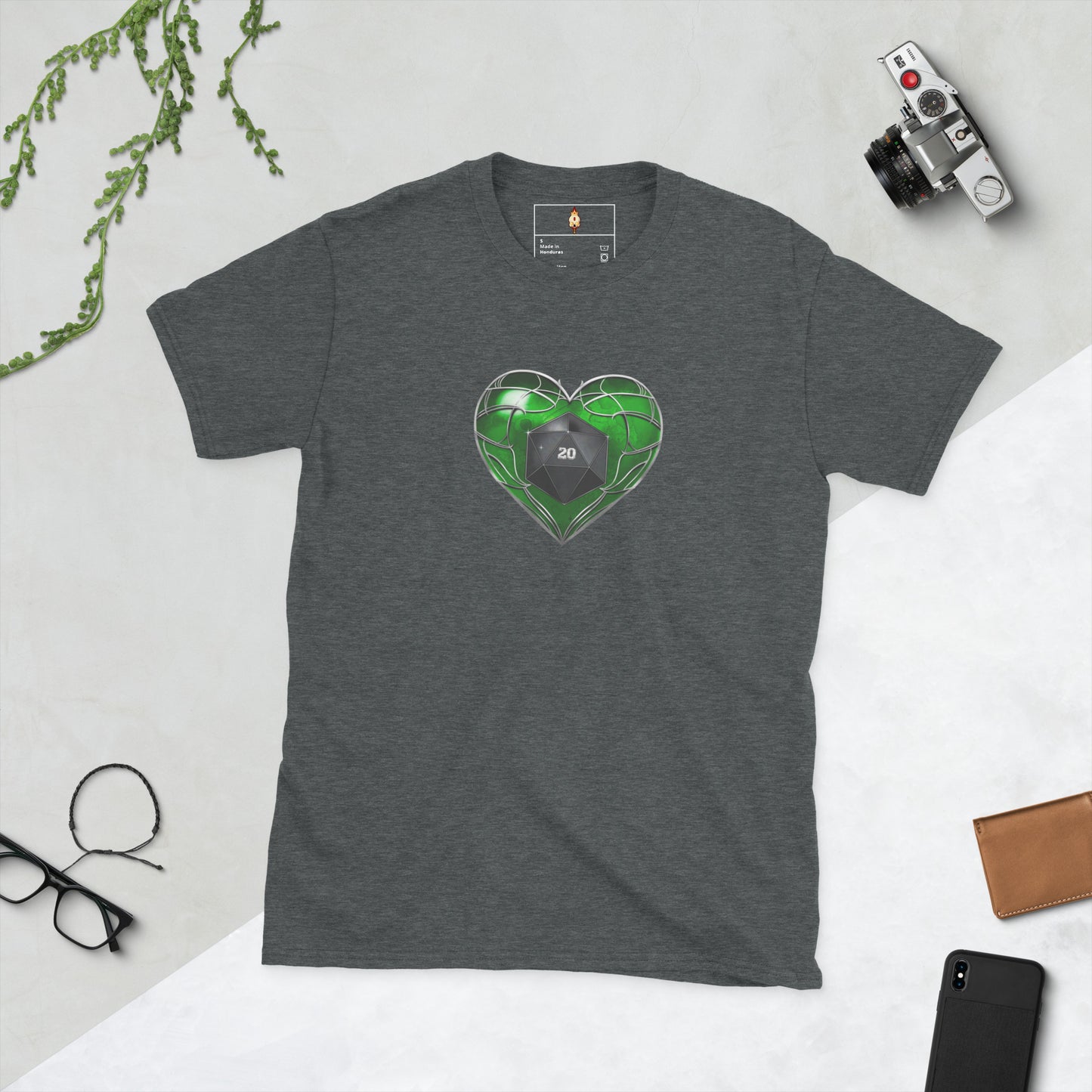 D20 Heart (Green) Short-Sleeve Unisex T-Shirt