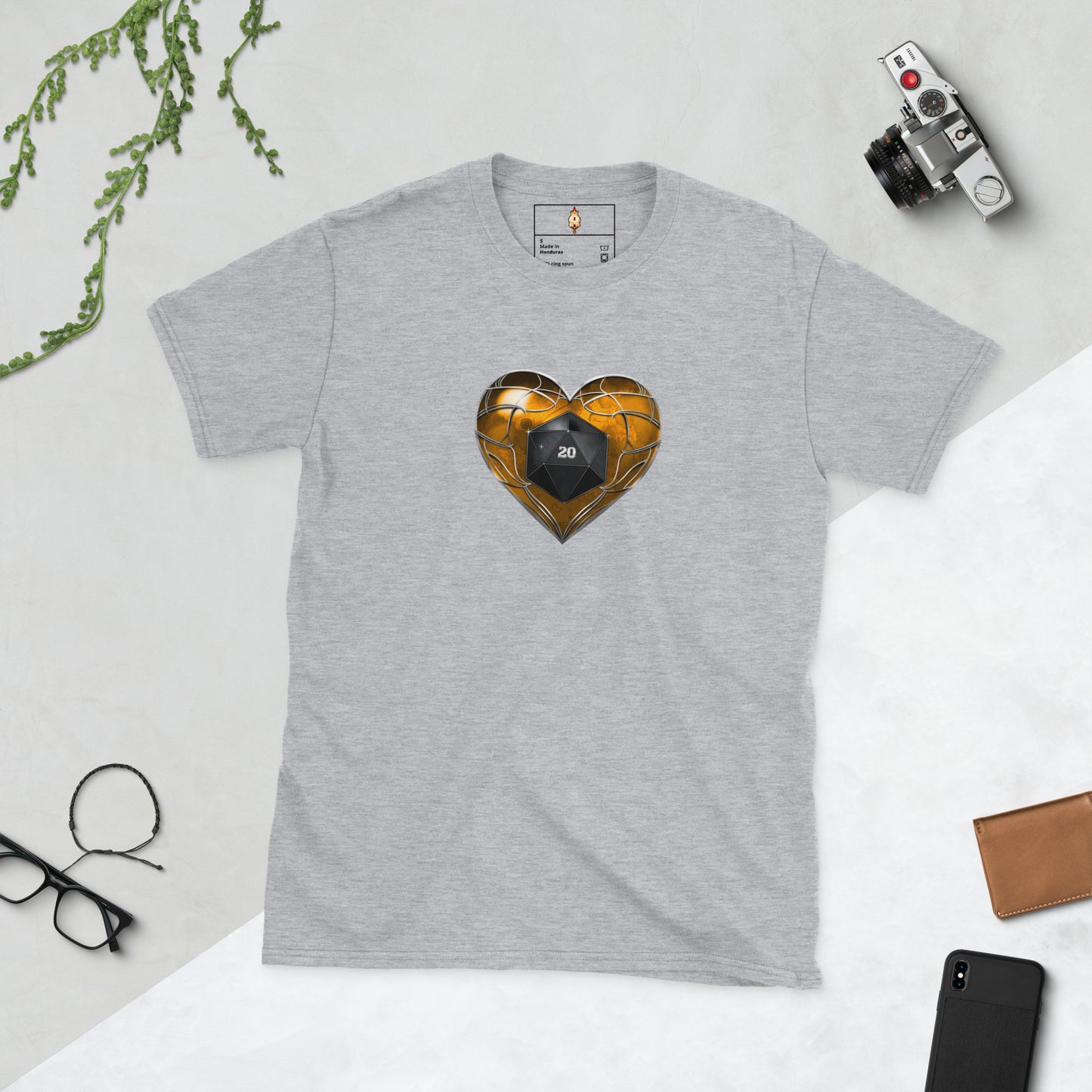 D20 Heart (Yellow) Short-Sleeve Unisex T-Shirt