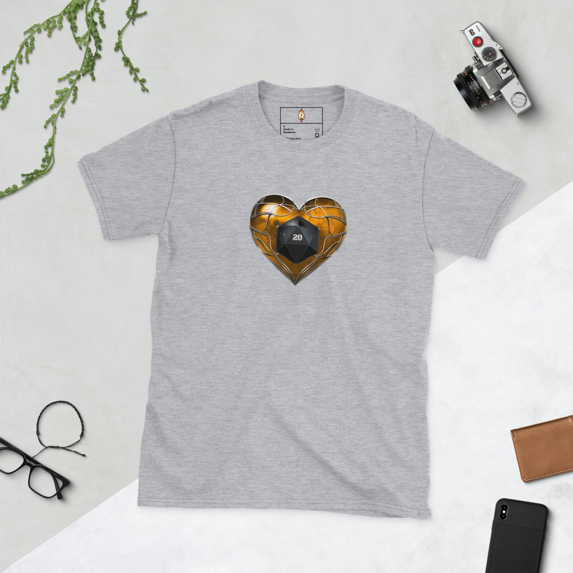 D20 Heart (Yellow) Short-Sleeve Unisex T-Shirt