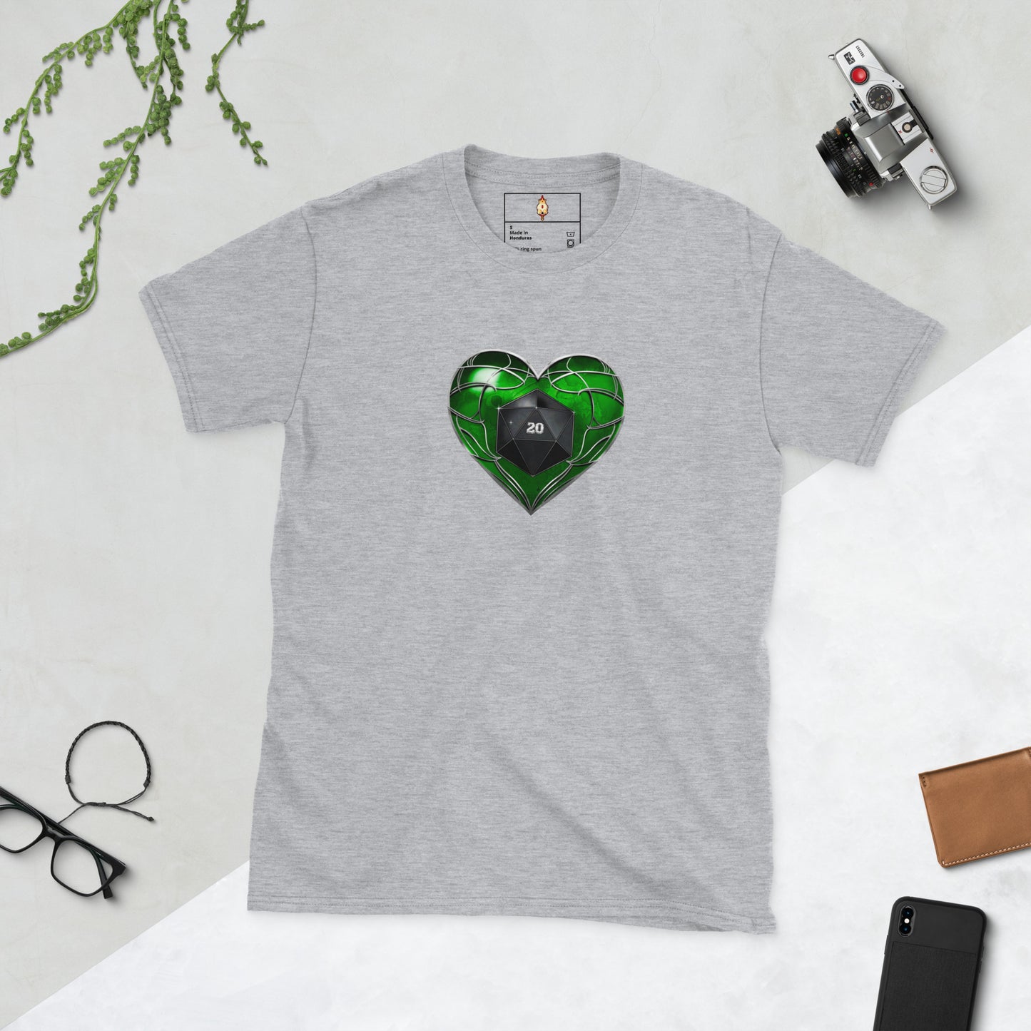D20 Heart (Green) Short-Sleeve Unisex T-Shirt