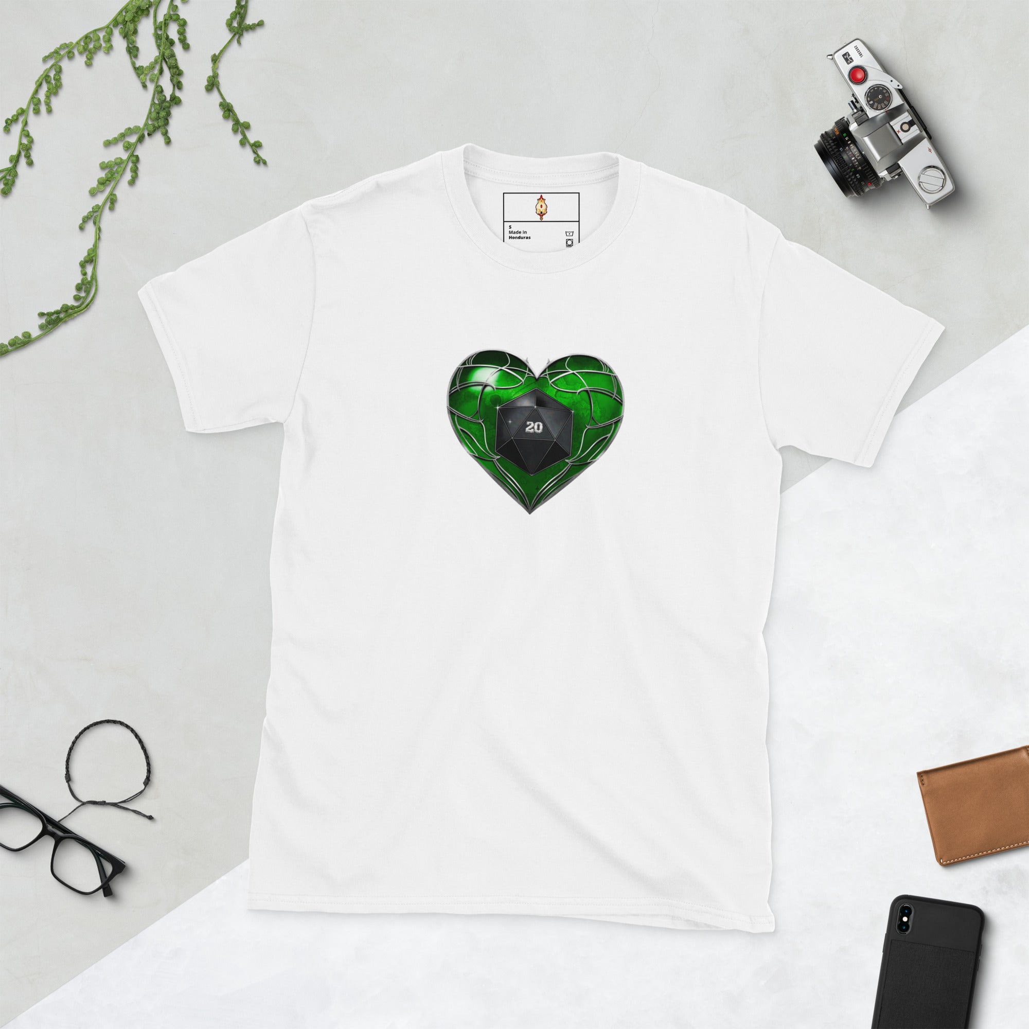 D20 Heart (Green) Short-Sleeve Unisex T-Shirt